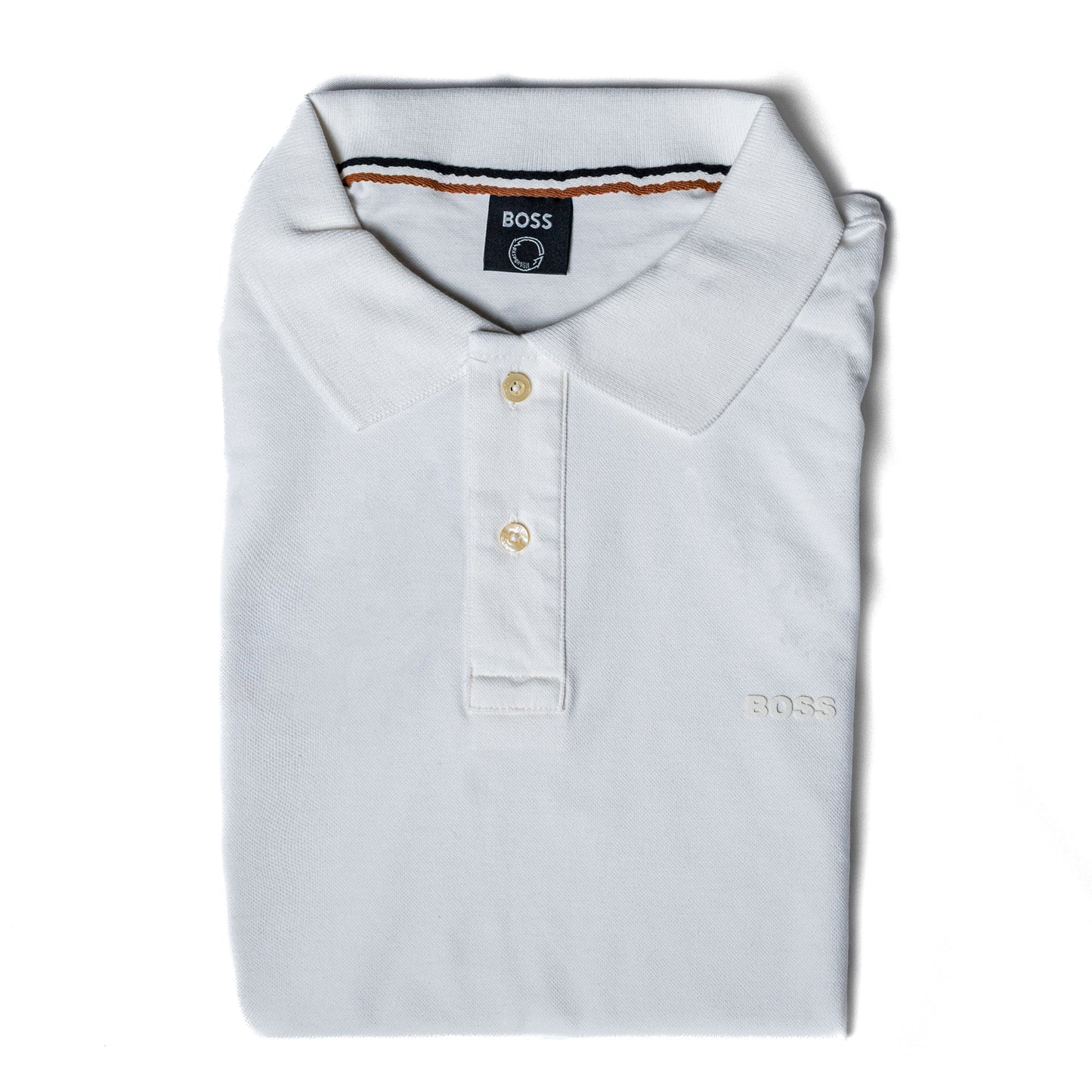 POLO PREMIUM - BLANCO CREMA - LOGO ENGOMADO HB