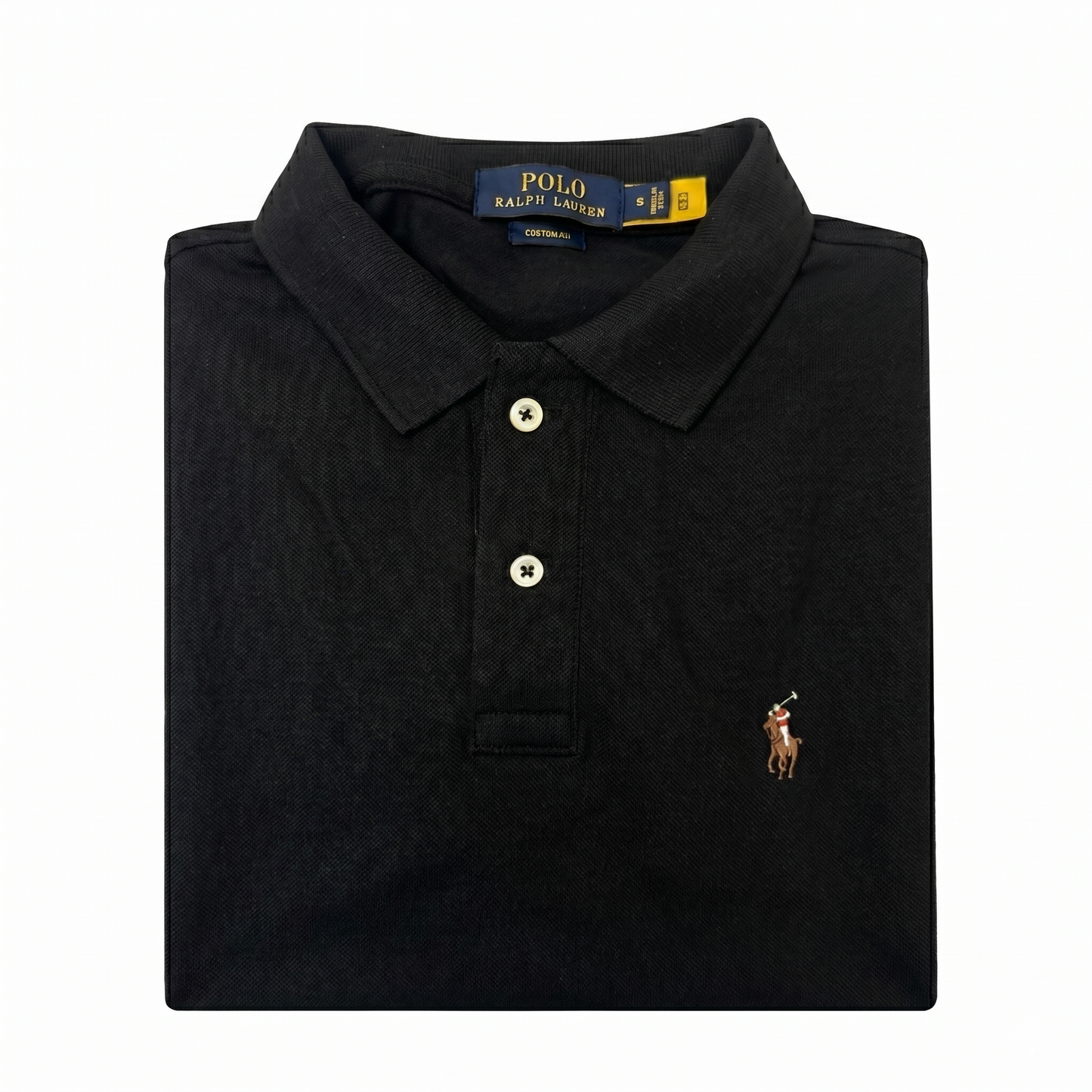 REMERA ESTILO POLO - NEGRO - LOGO TRADICIONAL RL
