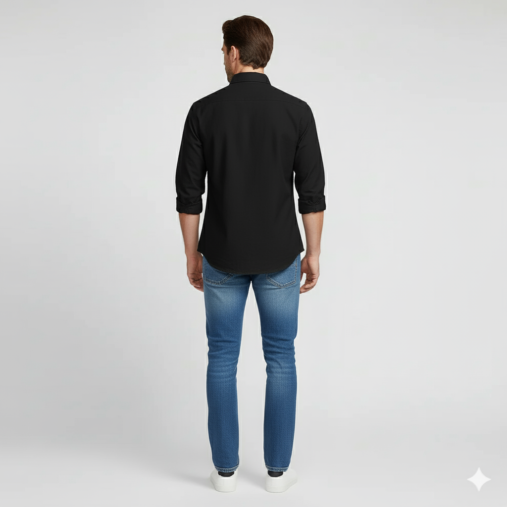 CAMISA OXFORD - NEGRO - LOGO COLORIDO ROJO RL
