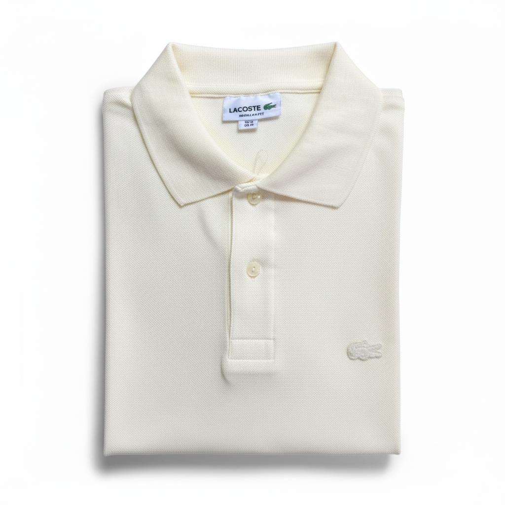 REMERA ESTILO POLO - BLANCO CREMA - LOGO BORDADO LC D1