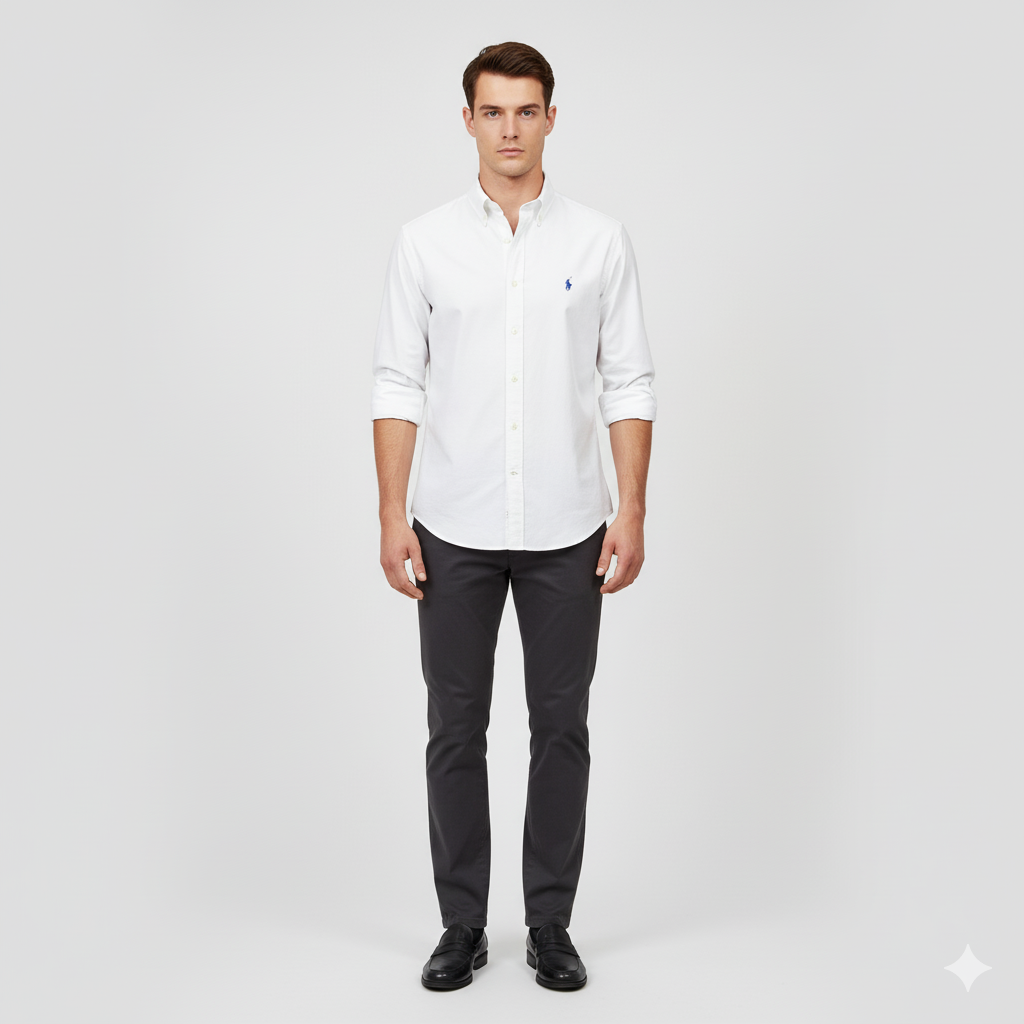 CAMISA OXFORD - BLANCO - LOGO COLORIDO AZUL RL
