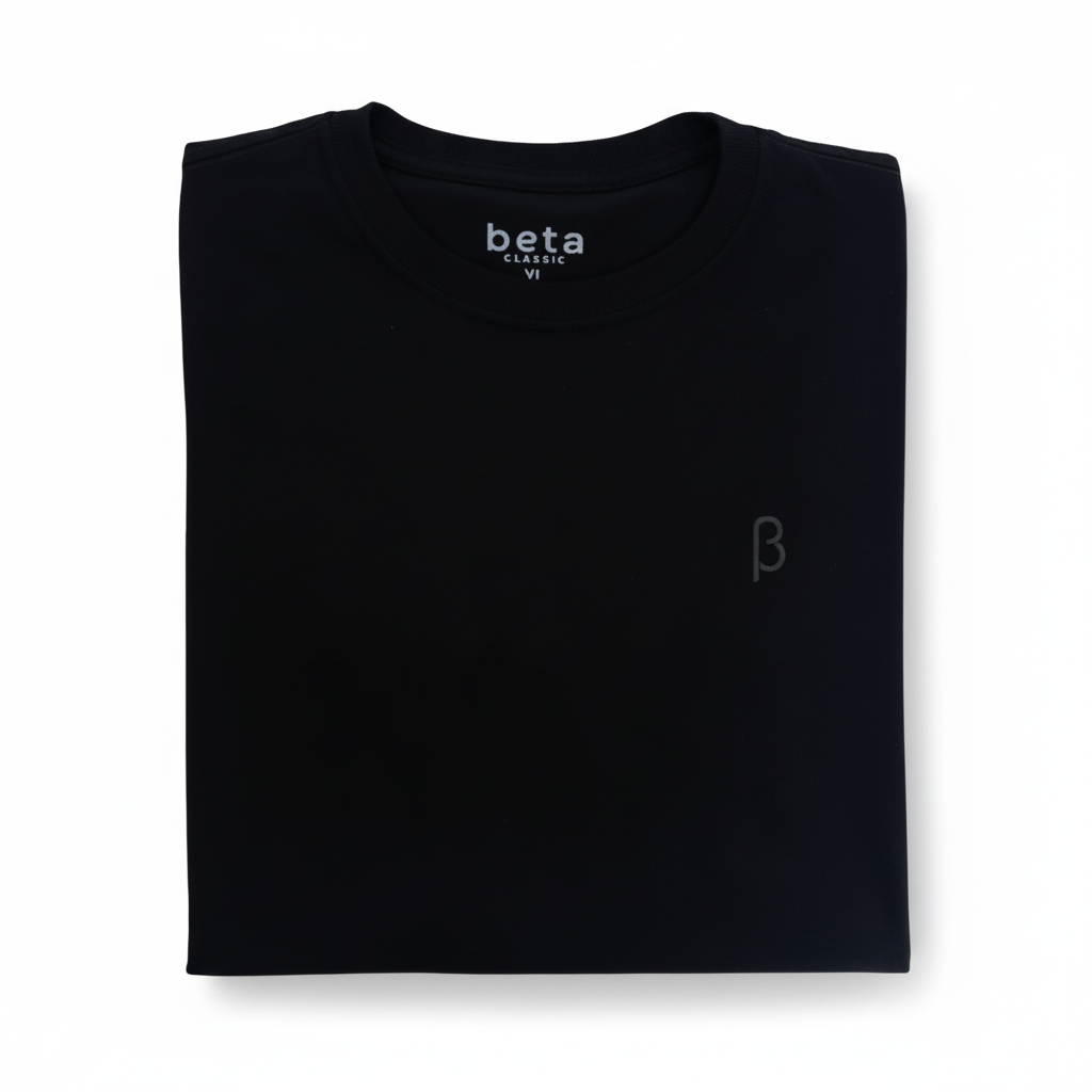 REMERA BASICA - BETA CLASSIC - MINIMALISTA - NEGRO
