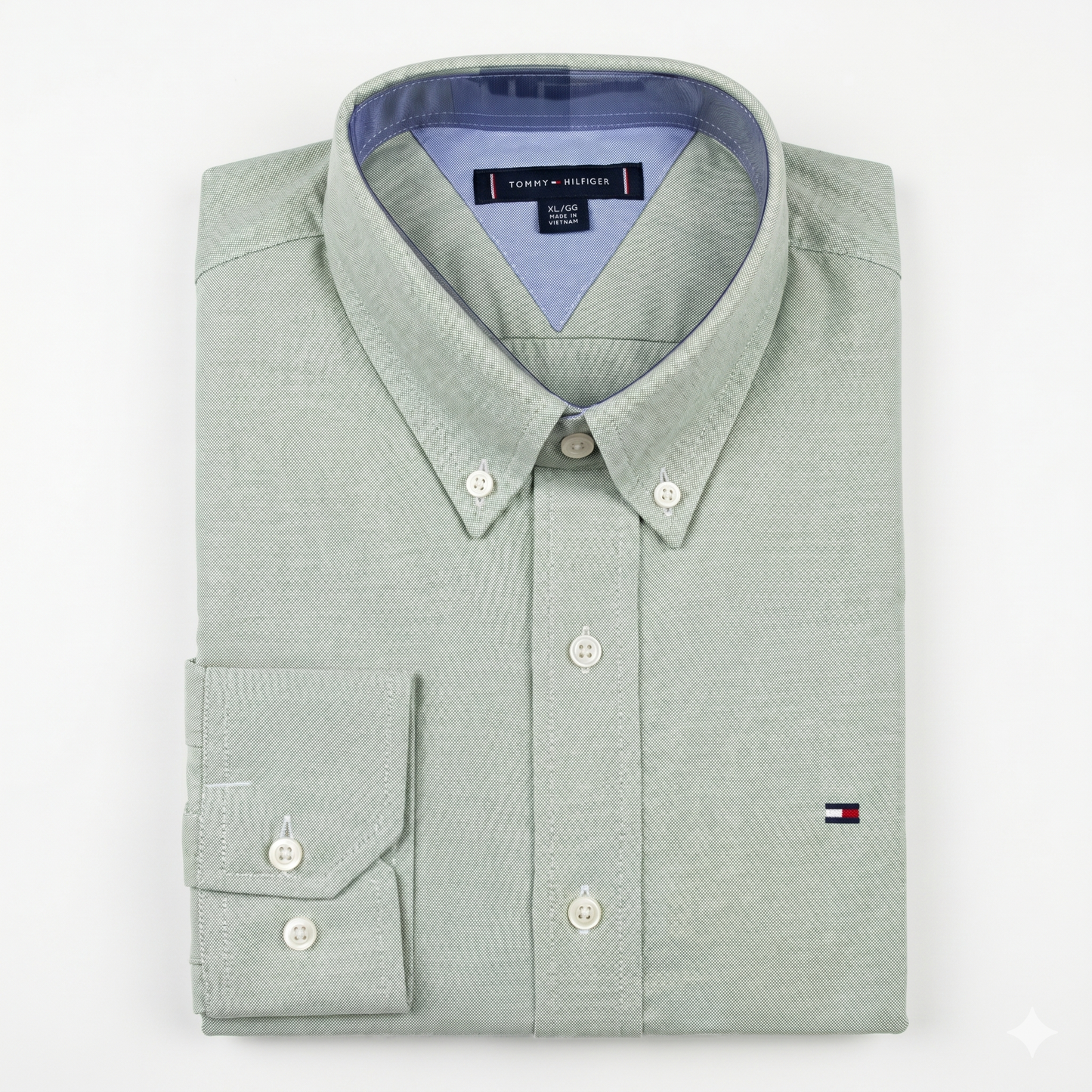 CAMISA OXFORD - VERDE PISTACHO CLARO - LOGO COLORIDO TRADICIONAL TH