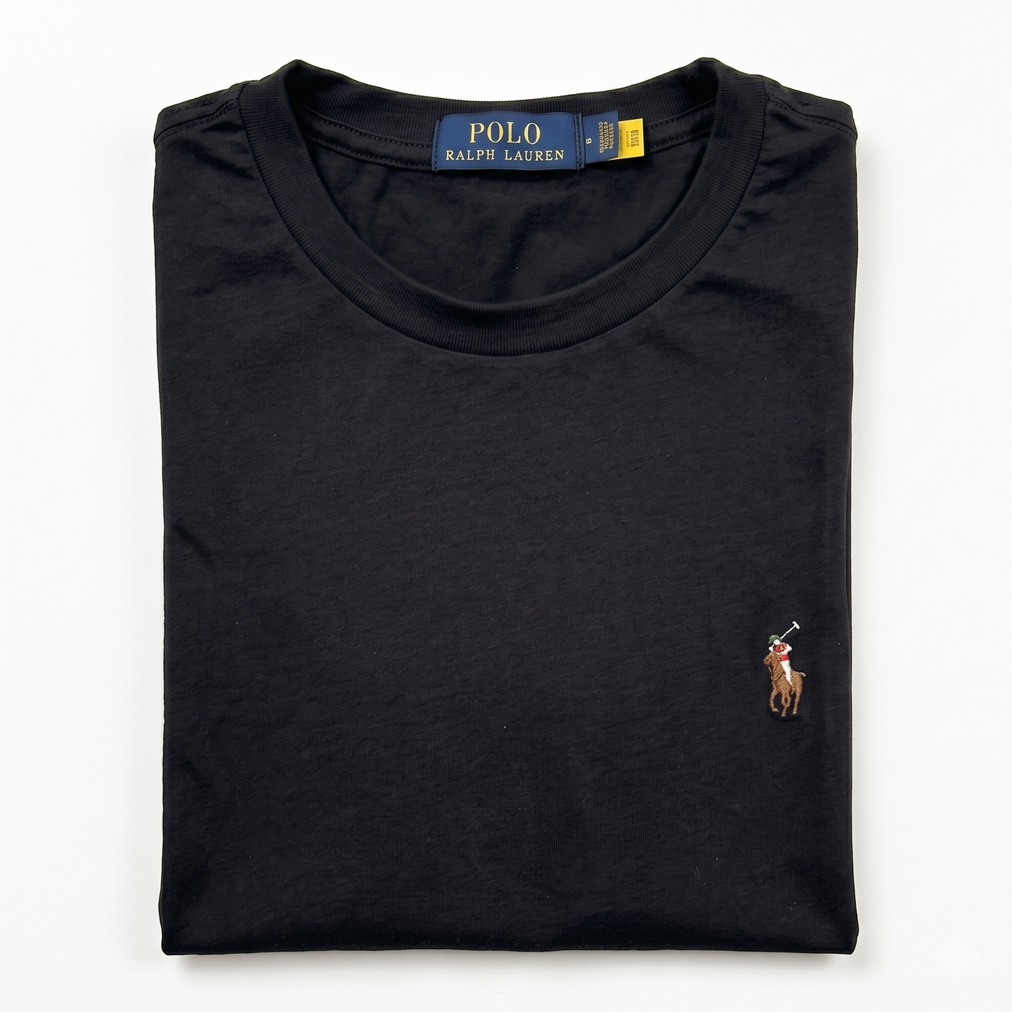 REMERA BASICA CLASICA - NEGRO - LOGO TRADICIONAL - RL