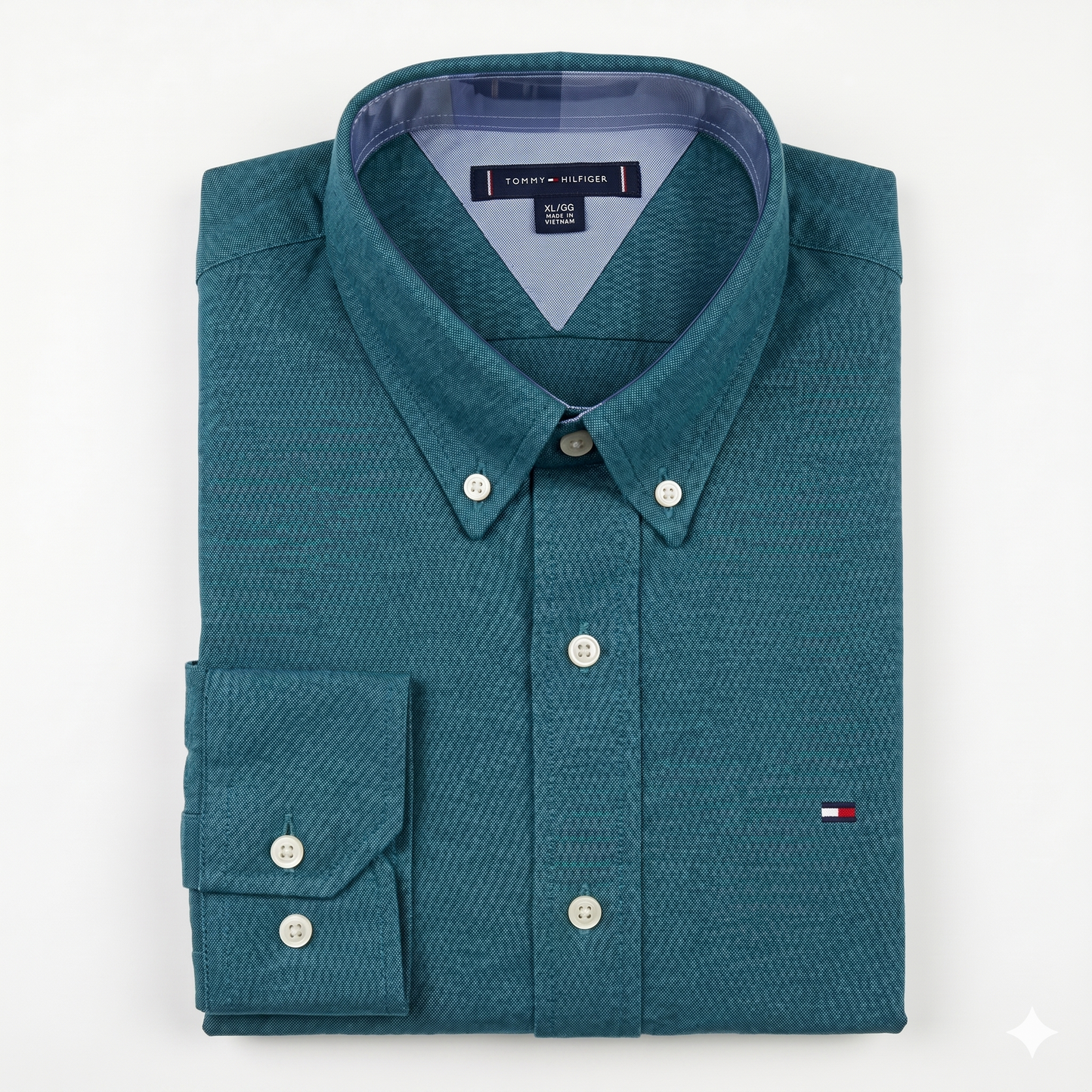 CAMISA OXFORD - AZUL PETROLEO - LOGO COLORIDO TRADICIONAL TH