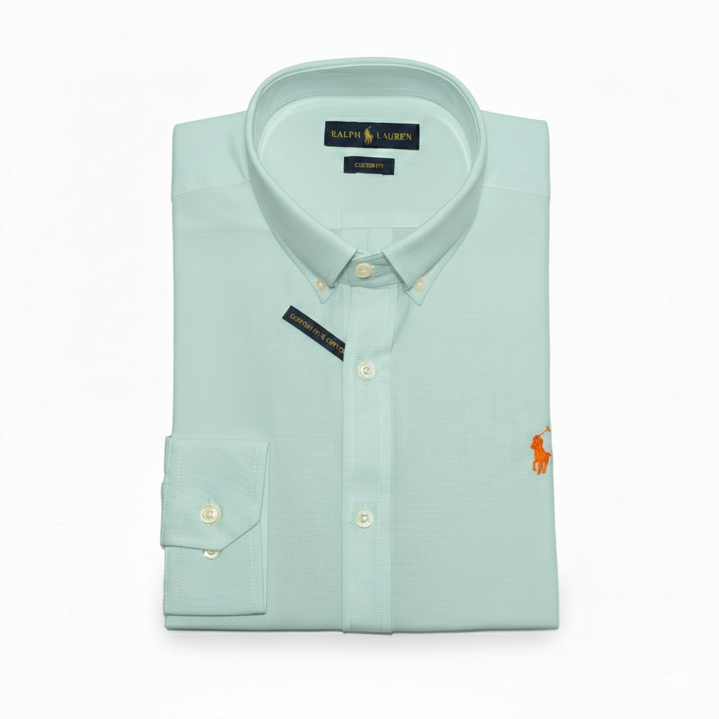 CAMISA TRICOLINI - VERDE AGUA - LOGO COLORIDO NARANJA RL
