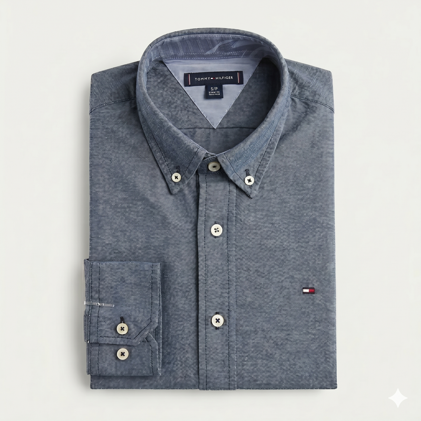 CAMISA OXFORD - JEANS OSCURO - LOGO COLORIDO TRADICIONAL TH