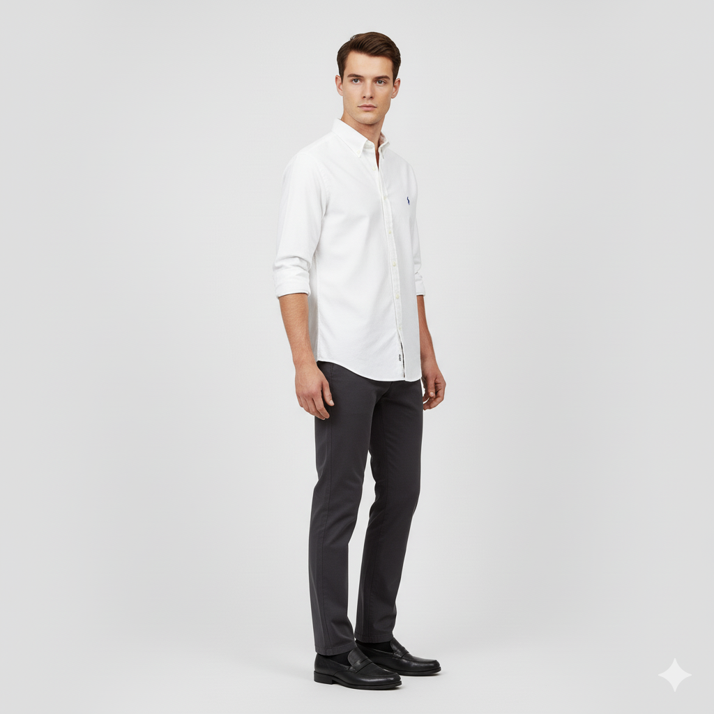 CAMISA OXFORD - BLANCO - LOGO COLORIDO AZUL RL