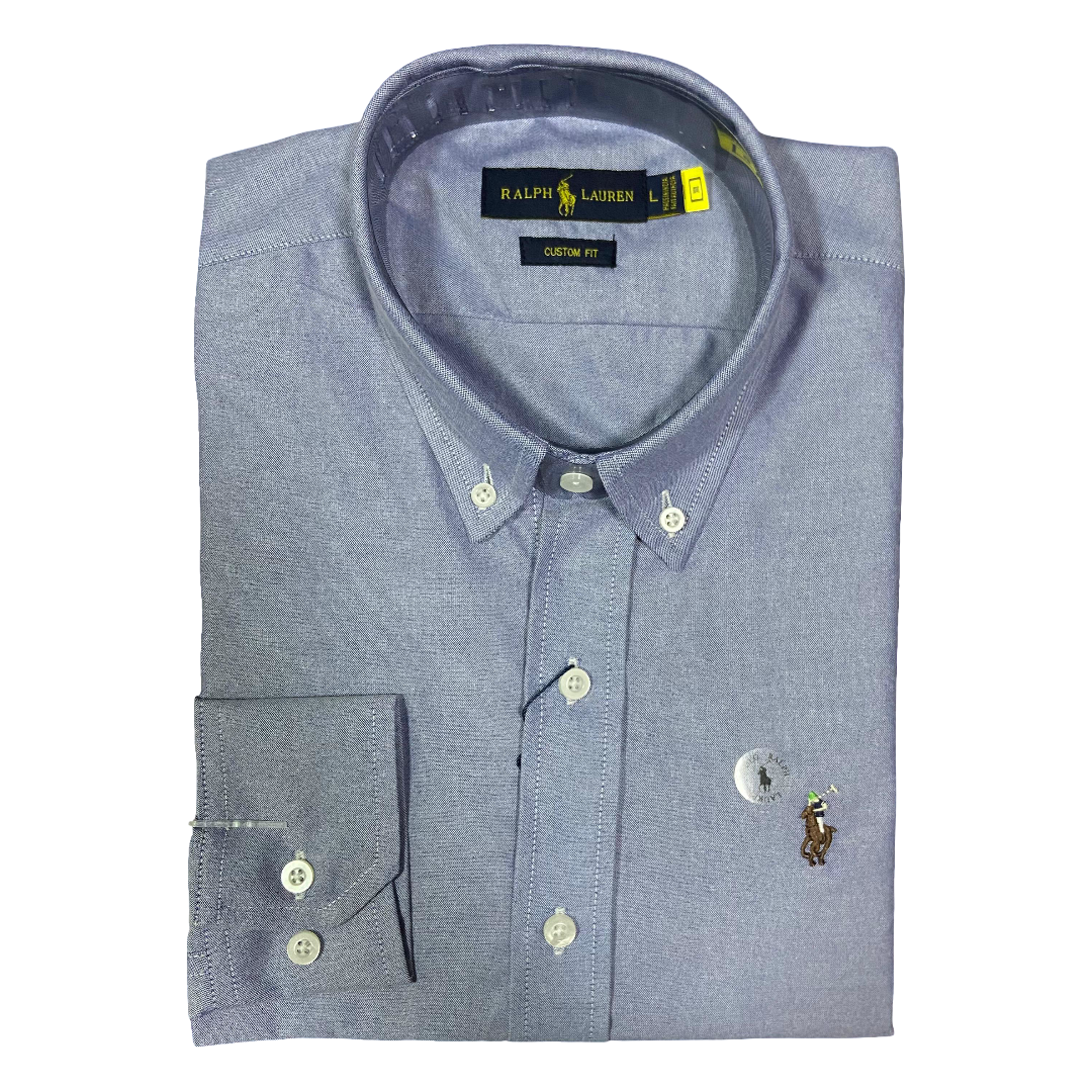 CAMISA OXFORD - JEANS - LOGO COLORIDO TRADICIONAL RL
