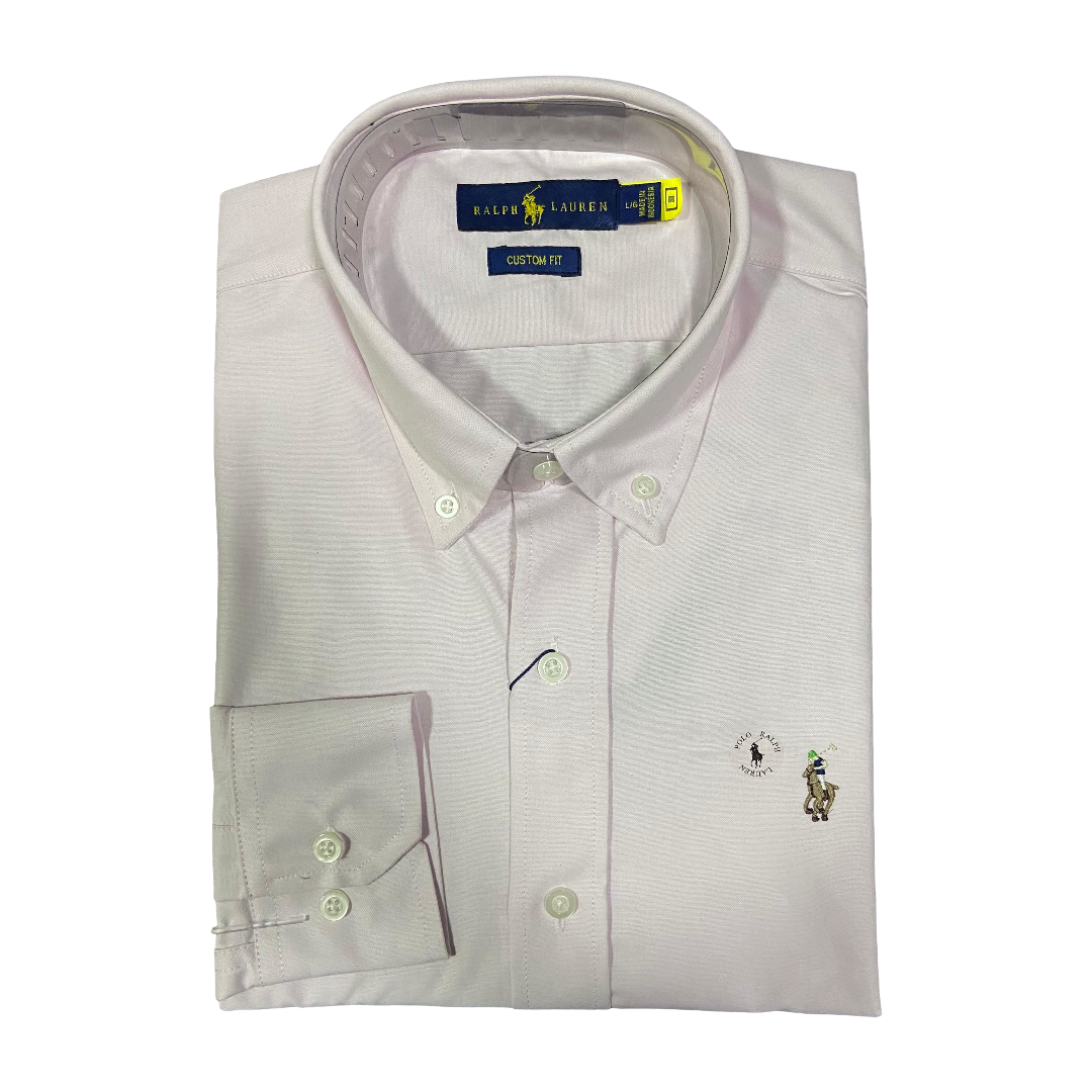 CAMISA OXFORD - ROSA BEBE - LOGO COLORIDO TRADICIONAL RL