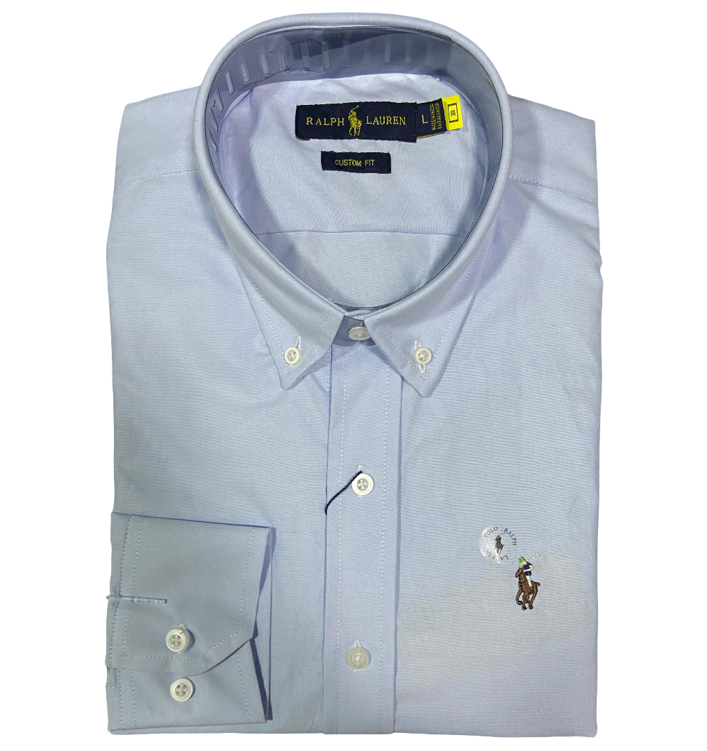 CAMISA OXFORD - CELESTE - LOGO COLORIDO TRADICIONAL RL