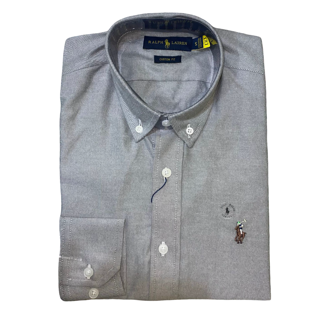 CAMISA OXFORD - GRIS OSCURO - LOGO COLORIDO TRADICIONAL RL