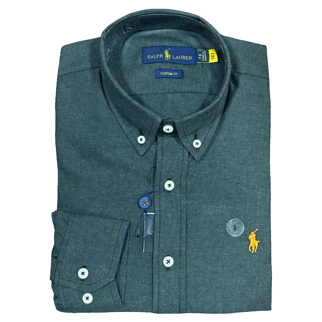 CAMISA OXFORD - VERDE MUSGO - LOGO COLORIDO NARANJA RL