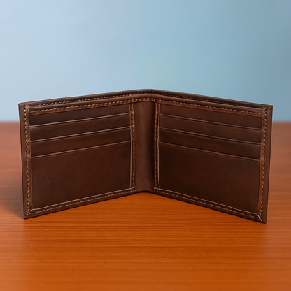 BILLETERA DE CUERO VACUNO FURIOSO - BETA CLASSIC - MARRON