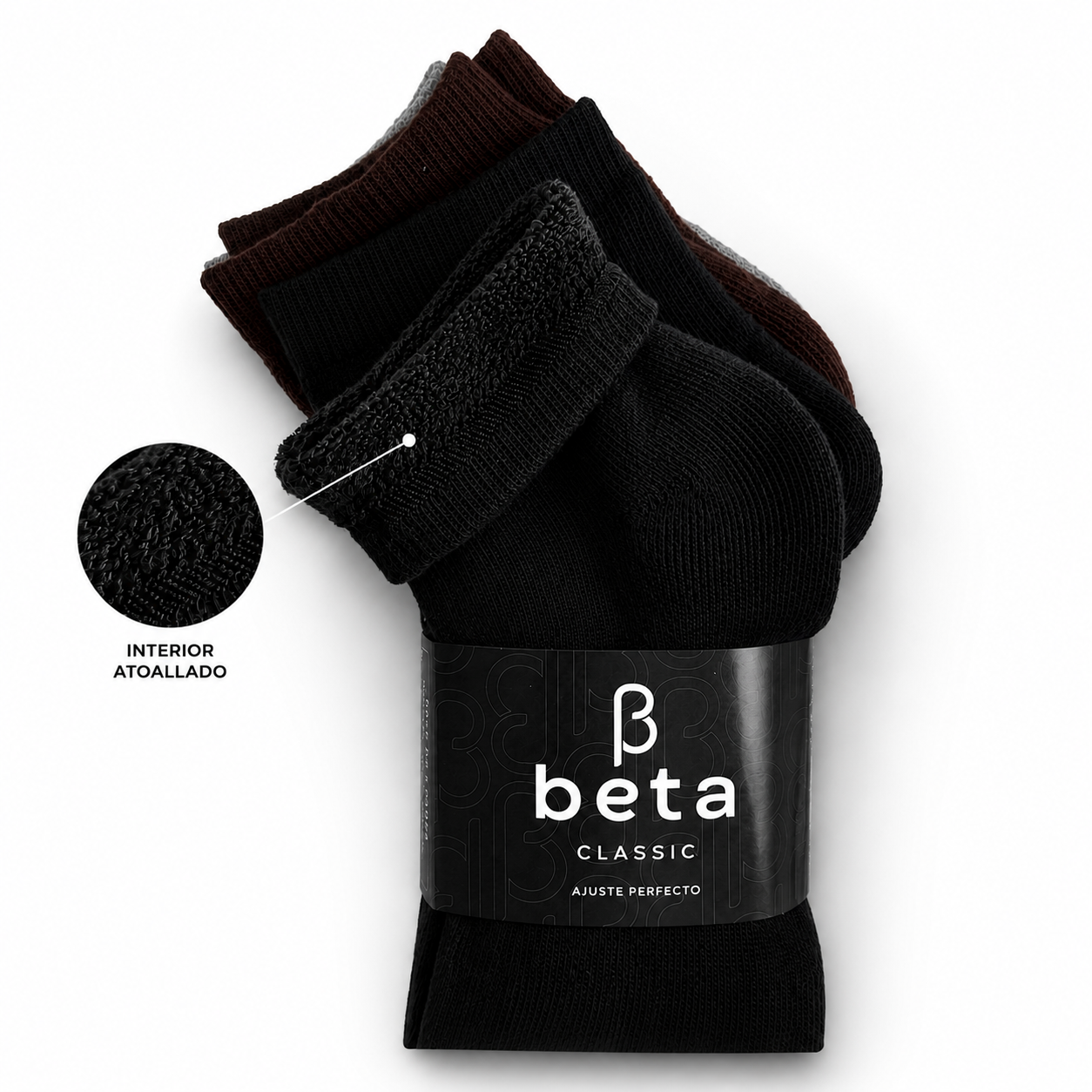 MEDIA PACK DE 3 UNIDADES - BETA CLASSIC - CAÑO CORTO ATOALLADO D2