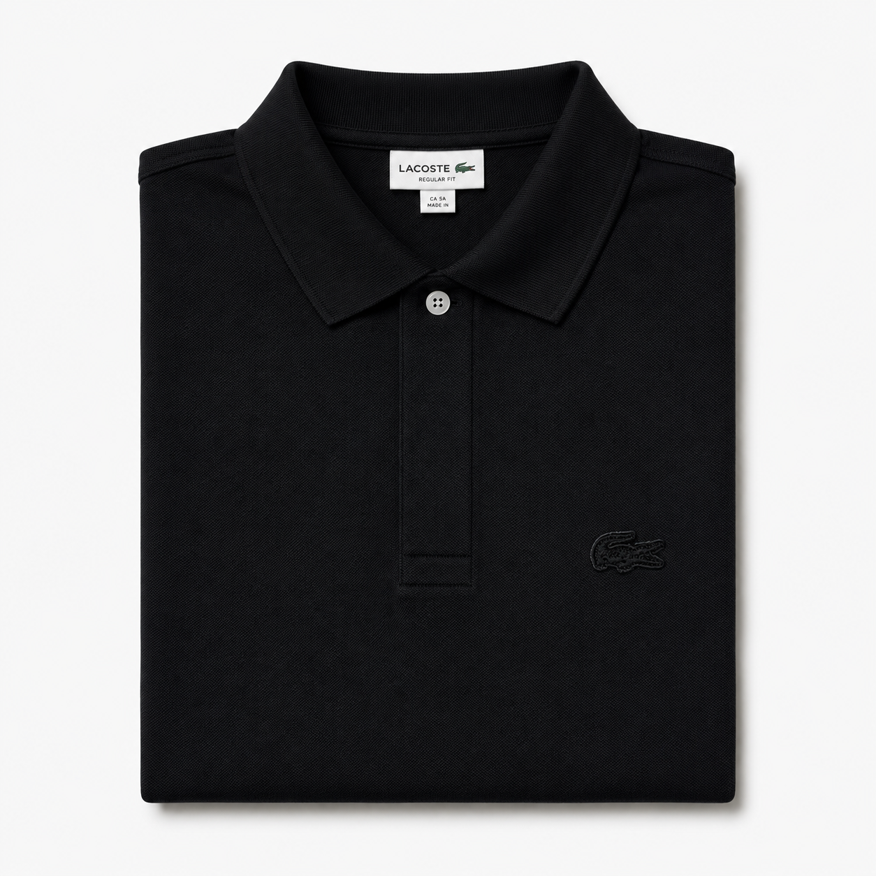 REMERA ESTILO POLO - NEGRO - LOGO BORDADO LC