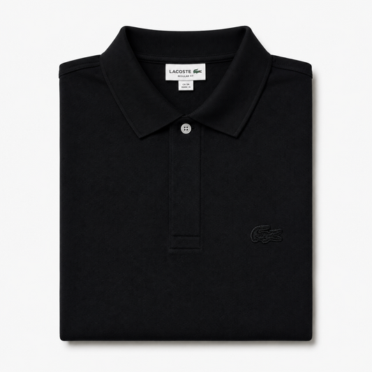 REMERA ESTILO POLO - NEGRO - LOGO BORDADO LC
