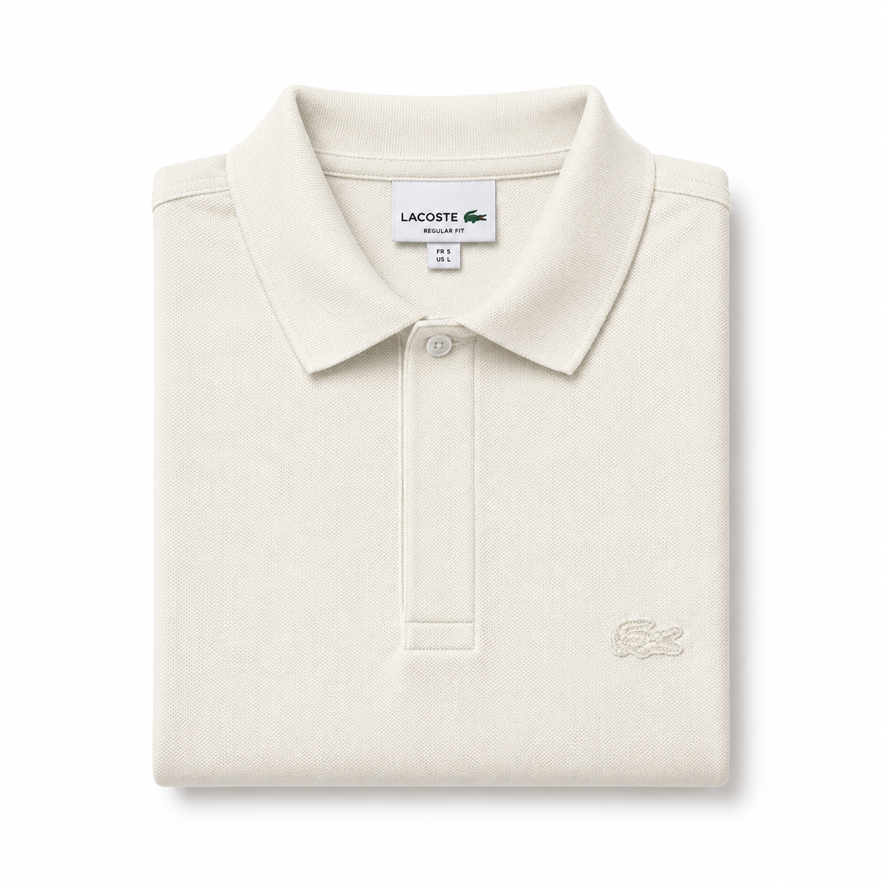 REMERA ESTILO POLO - BLANCO CREMA  - LOGO BORDADO LC D1