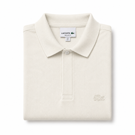 REMERA ESTILO POLO - BLANCO CREMA  - LOGO BORDADO LC D1