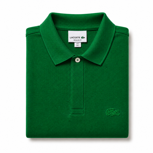 REMERA ESTILO POLO - VERDE LIMON - LOGO BORDADO LC