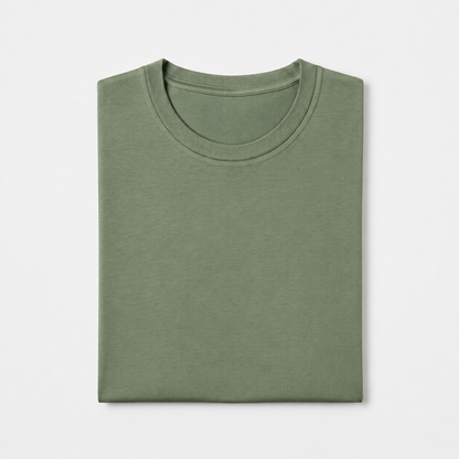 REMERA BASICA CLASICA - VERDE MUSGO - LOGO TRADICIONAL - LC