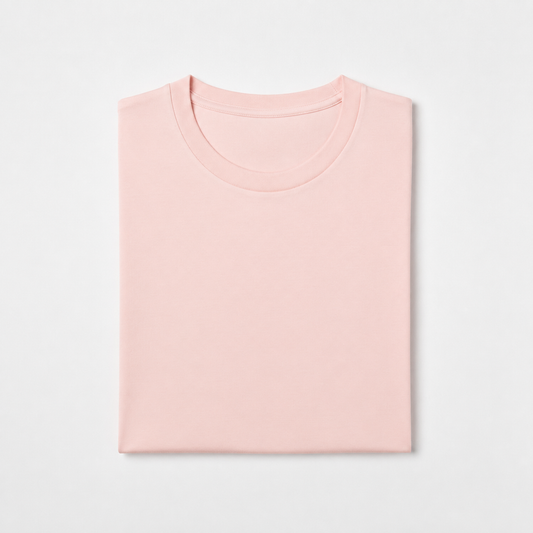 REMERA BASICA CLASICA - ROSA PASTEL - LOGO TRADICIONAL - LC