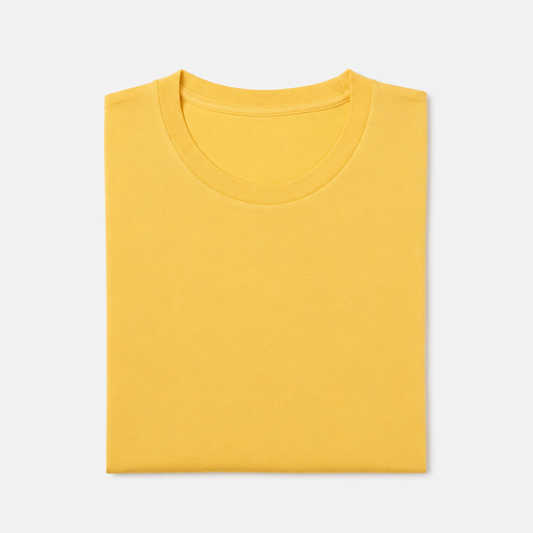 REMERA BASICA CLASICA - AMARILLO - LOGO TRADICIONAL - LC