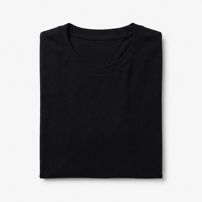 REMERA BASICA CLASICA - NEGRO - LOGO TRADICIONAL - TH