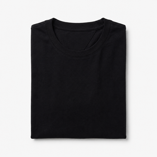 REMERA BASICA CLASICA - NEGRO - LOGO TRADICIONAL - TH
