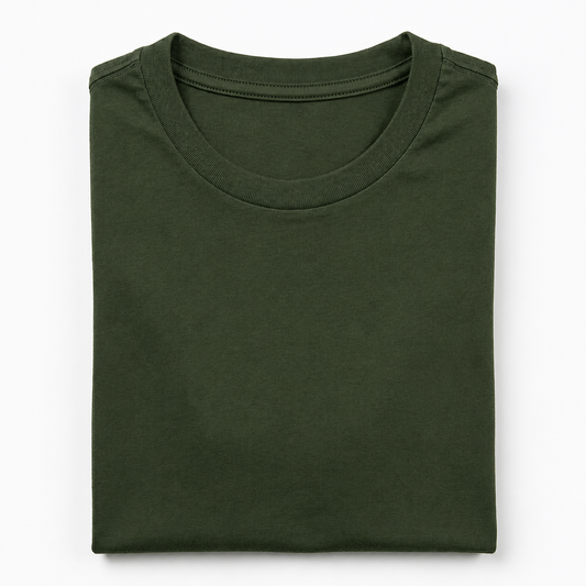 REMERA BASICA CLASICA - VERDE MATE - LOGO TRADICIONAL - RL MON