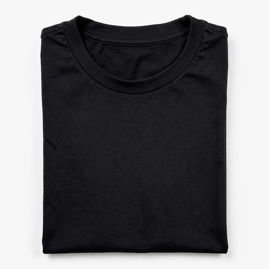 REMERA BASICA CLASICA - NEGRO - LOGO TRADICIONAL - RL