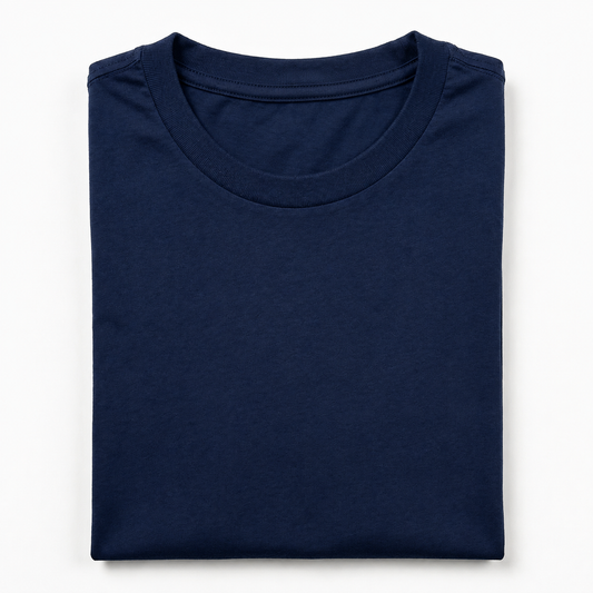 REMERA BASICA CLASICA - AZUL MARINO - LOGO TRADICIONAL - RL