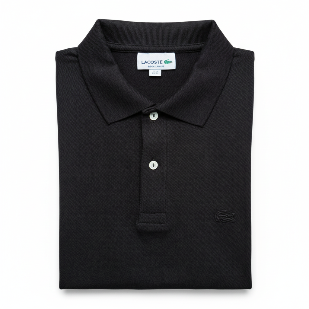 REMERA ESTILO POLO - NEGRO - LOGO BORDADO LC