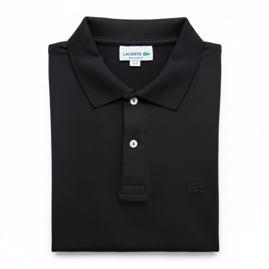 REMERA ESTILO POLO - NEGRO - LOGO BORDADO LC