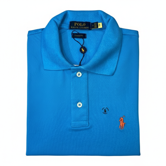 REMERA ESTILO POLO - TURQUESA - LOGO TRADICIONAL RL