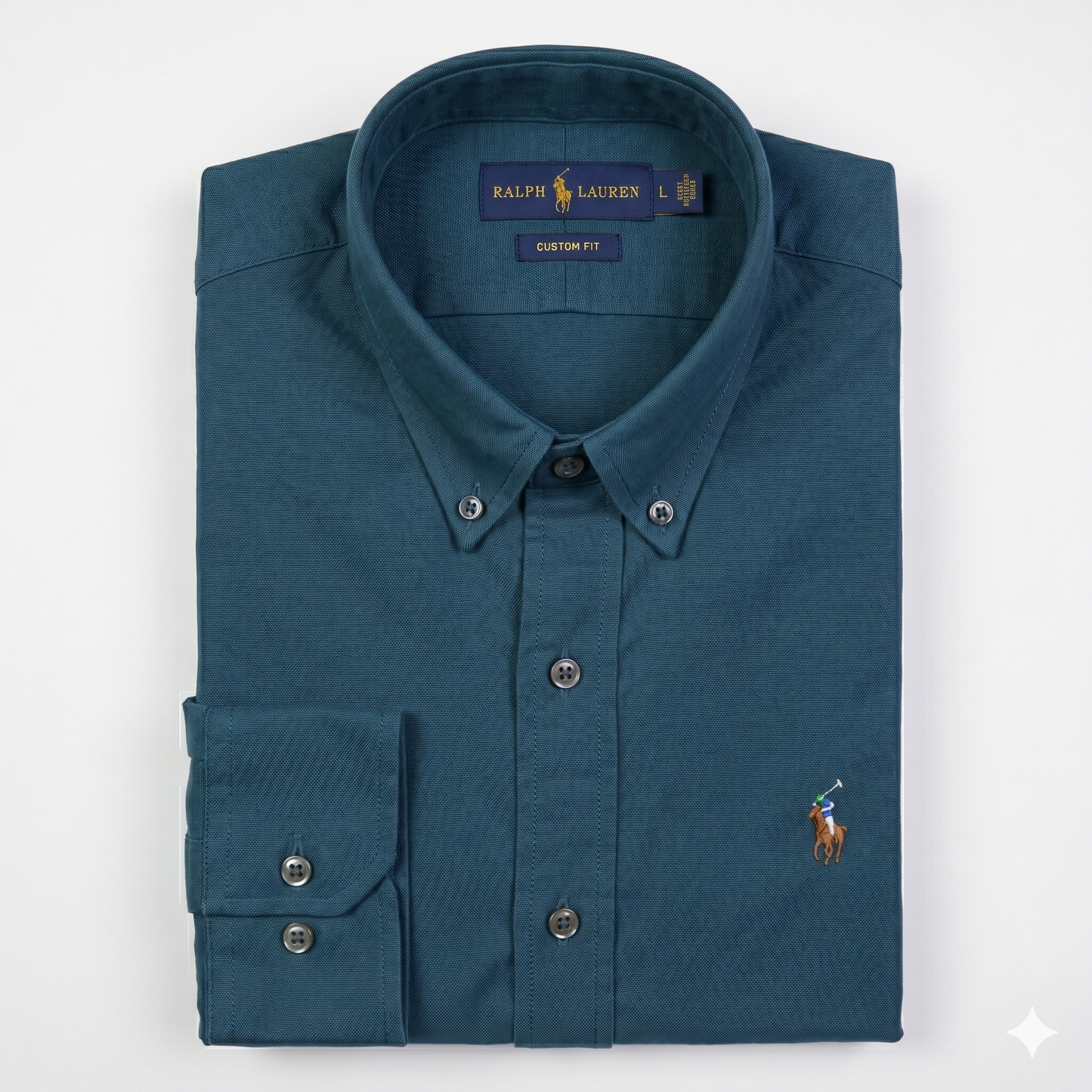 CAMISA OXFORD - PETROLEO - LOGO COLORIDO TRADICIONAL RL