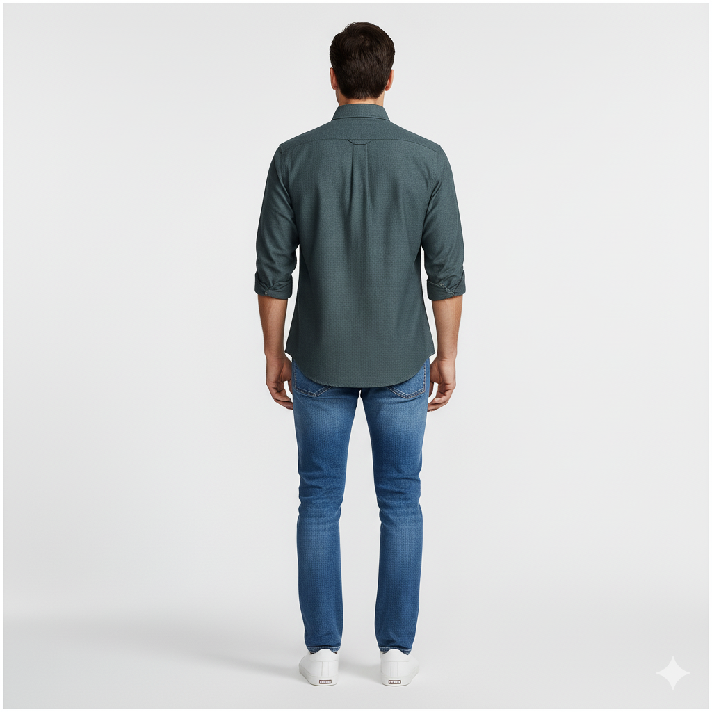 CAMISA OXFORD - VERDE MUSGO - LOGO COLORIDO NARANJA RL