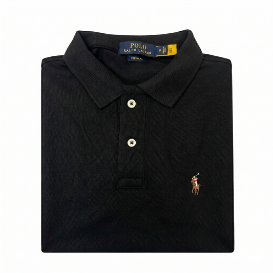 REMERA ESTILO POLO -  NEGRO - LOGO TRADICIONAL RL