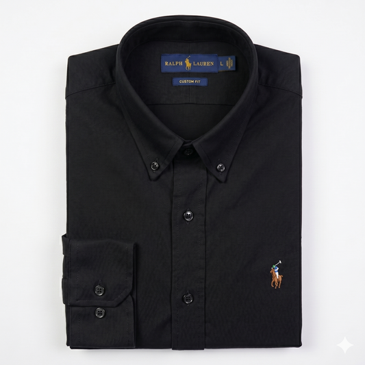 CAMISA OXFORD - NEGRO - LOGO COLORIDO TRADICIONAL RL