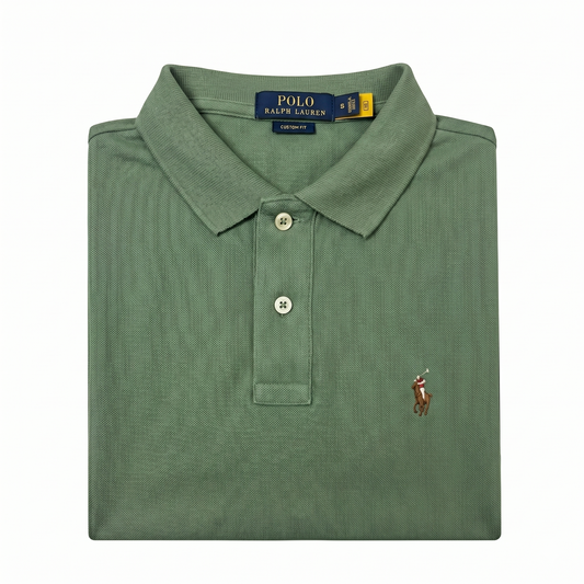REMERA ESTILO POLO - VERDE MUSGO - LOGO TRADICIONAL RL