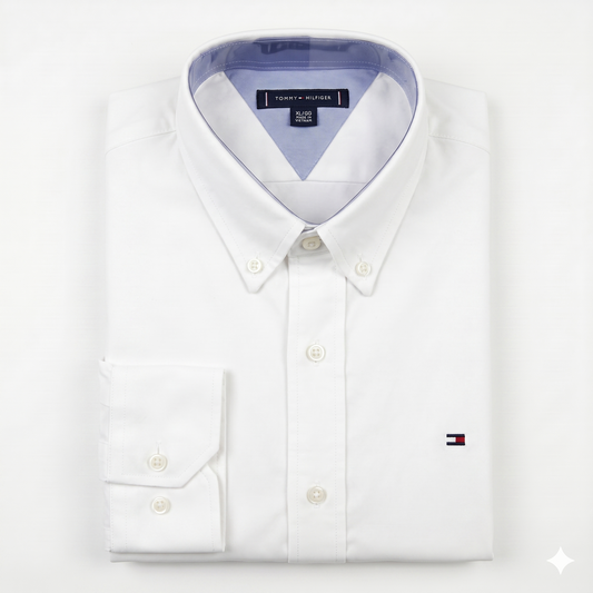 CAMISA OXFORD - BLANCO - LOGO COLORIDO TRADICIONAL TH