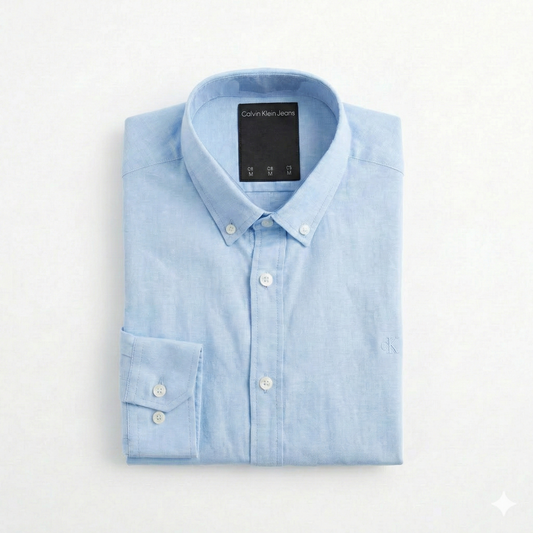 CAMISA LINO - CELESTE - LOGO TRADICIONAL CKL