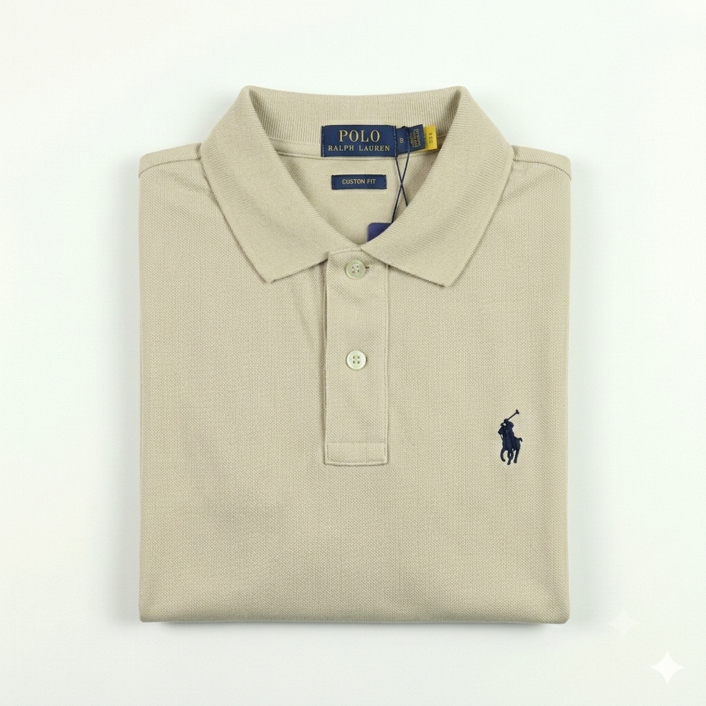 REMERA ESTILO POLO - BEIGE ARENA - LOGO MON RL