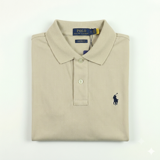 REMERA ESTILO POLO - BEIGE ARENA - LOGO MON RL