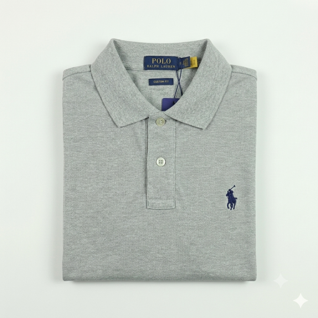 REMERA ESTILO POLO - GRIS CLARO - LOGO MON RL