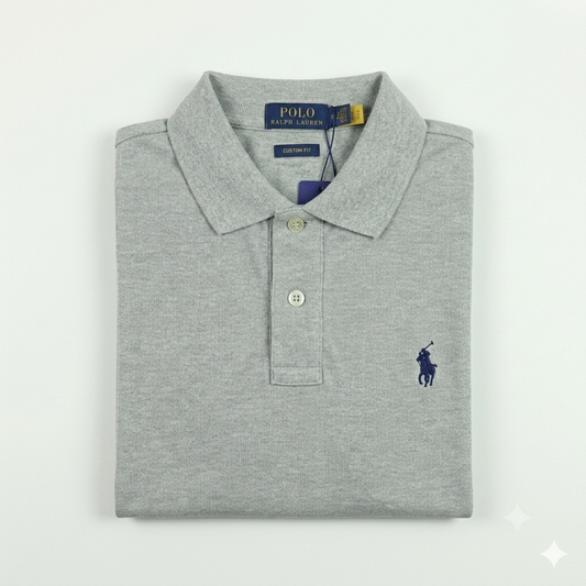 REMERA ESTILO POLO - GRIS CLARO - LOGO MON RL