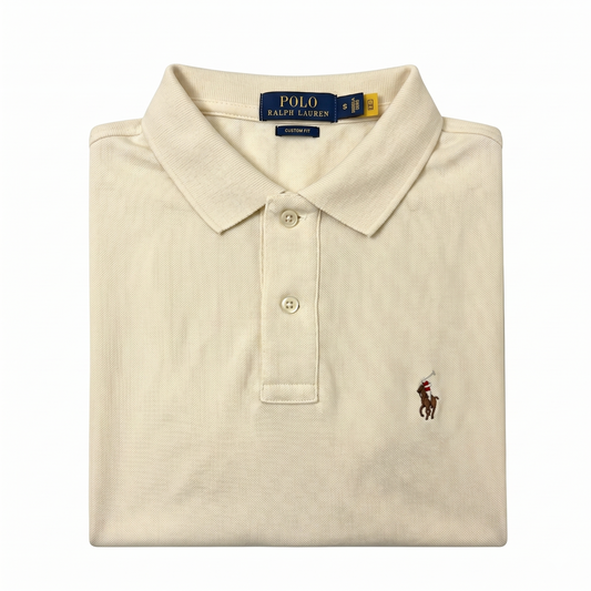 REMERA ESTILO POLO - BLANCO CREMA - LOGO TRADICIONAL RL