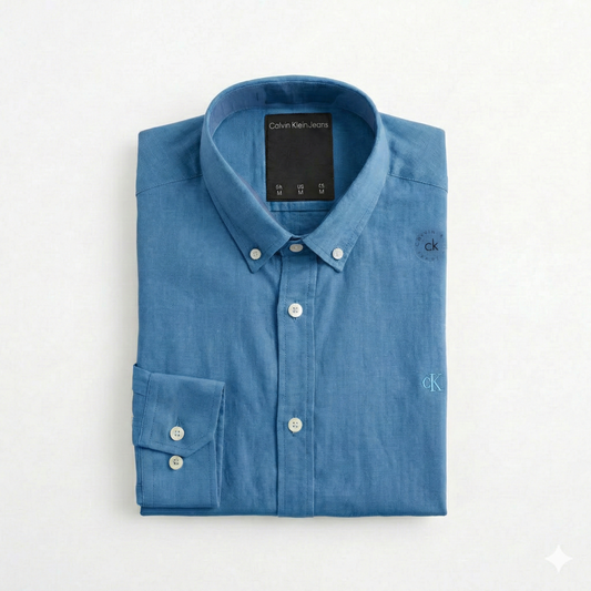 CAMISA LINO - AZUL TURQUESA - TRADICIONAL CKL