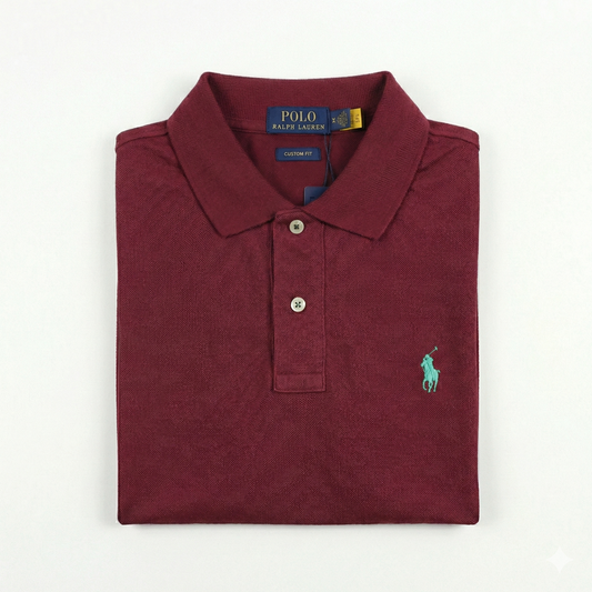 REMERA ESTILO POLO -  GRANATE - LOGO TRADICIONAL RL
