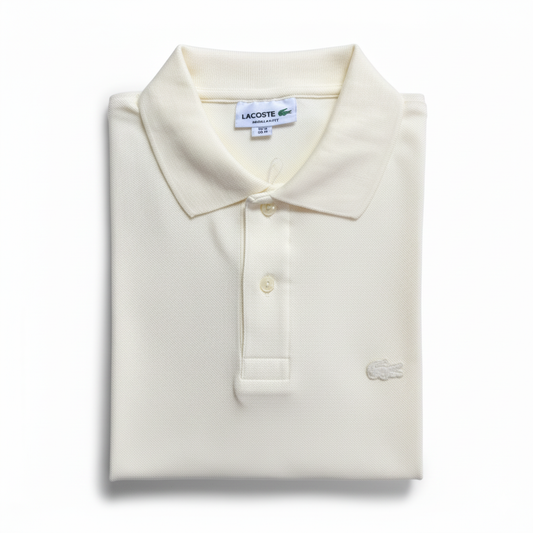 REMERA ESTILO POLO - BLANCO CREMA  - LOGO BORDADO LC D1